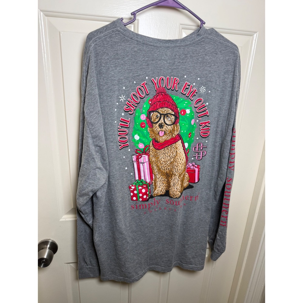 Simply Southern Christmas Dog Long Sleeve Graphic Tee Youll Shoot Your Eye Out